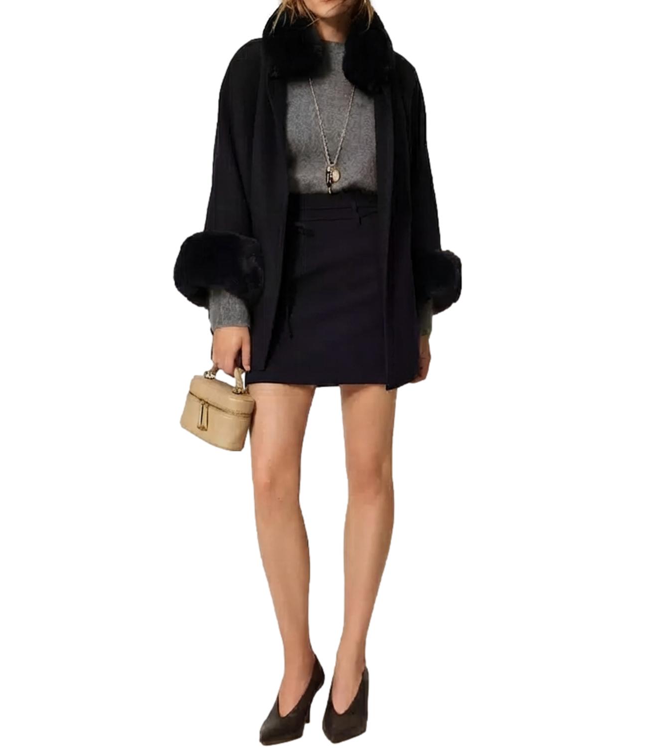 Twin Set Poncho da Donna - Nero - 262to5730