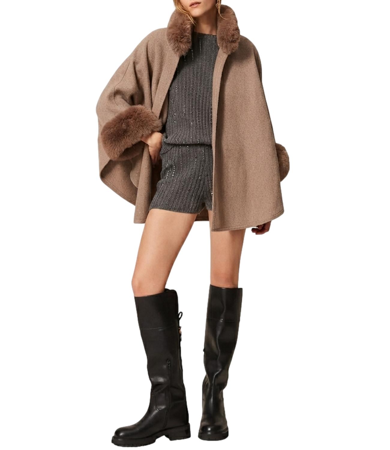 Twin Set Poncho da Donna - Mastice Melange - 262to5730