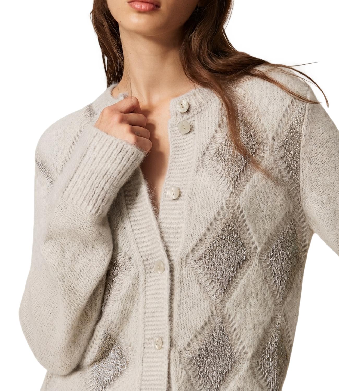 Twin Set Cardigan da Donna - Grigio Chiaro Melange - 262tt3170