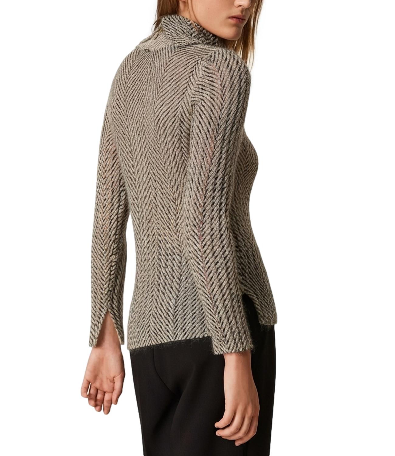 Twin Set Maglia da Donna - Bic.geometric Black/avorio Lur - 262tt3401