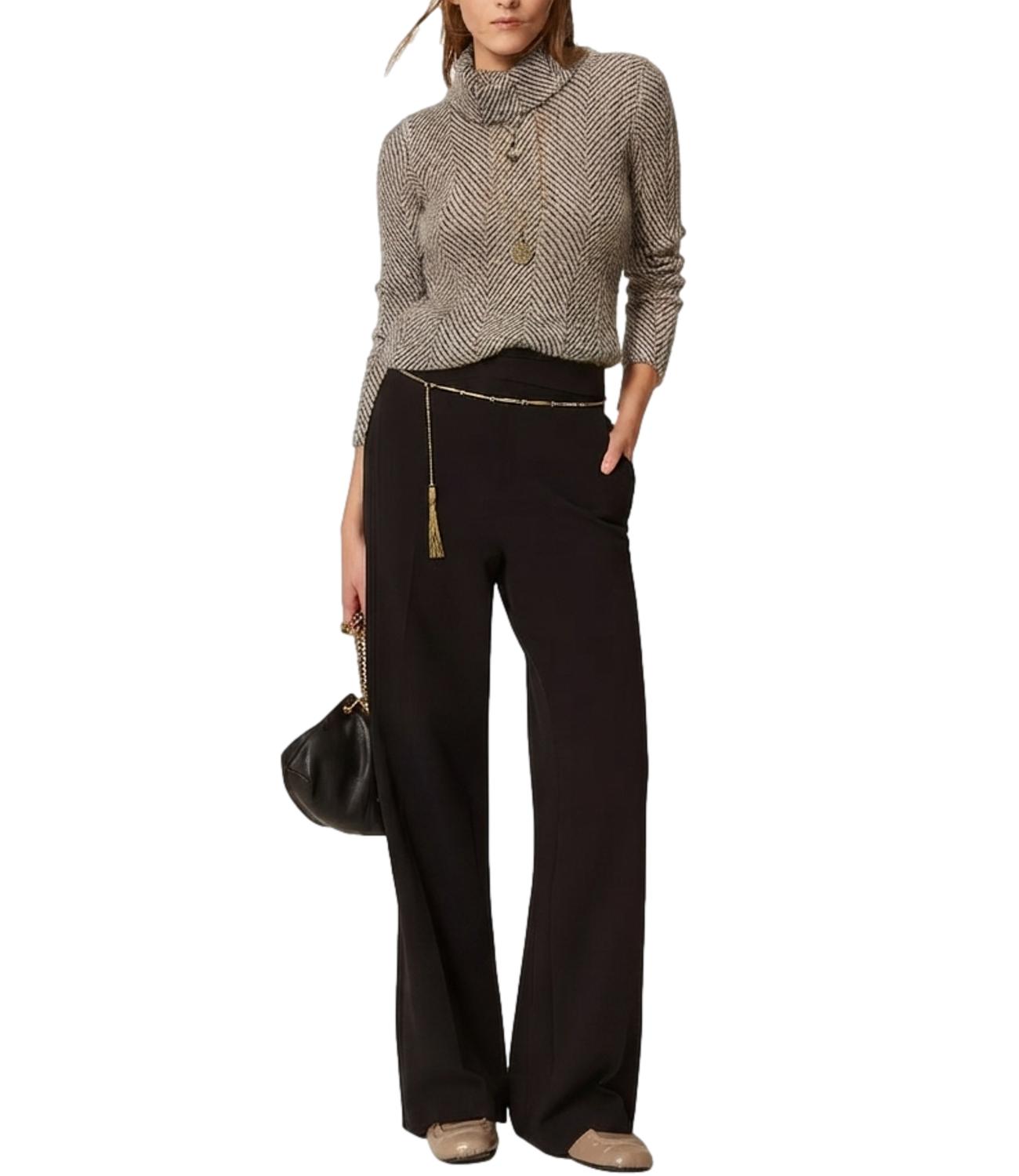 Twin Set Maglia da Donna - Bic.geometric Black/avorio Lur - 262tt3401