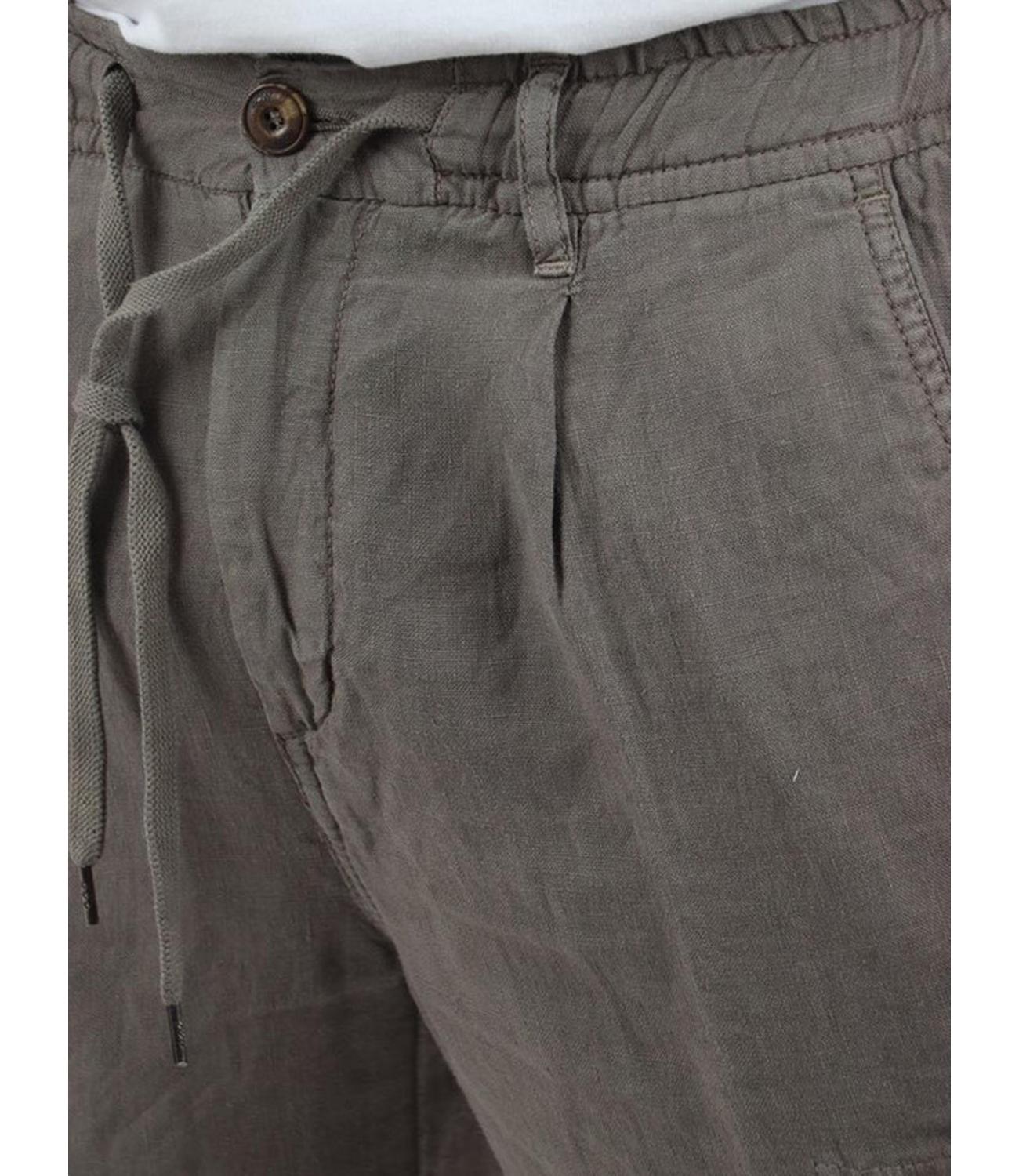 Pantalone in lino con tasconi 40weft fango