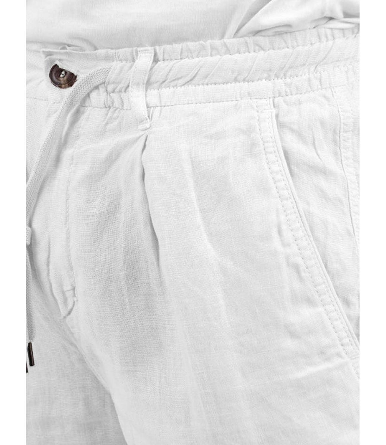 Pantalone in lino con tasconi 40weft bianco