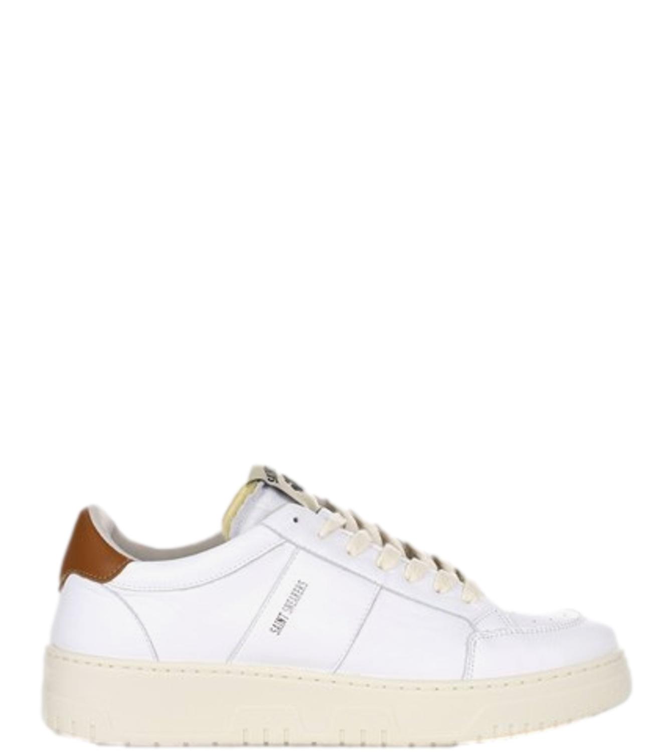 Saint Sneakers Bianca con striscia laterale marrone