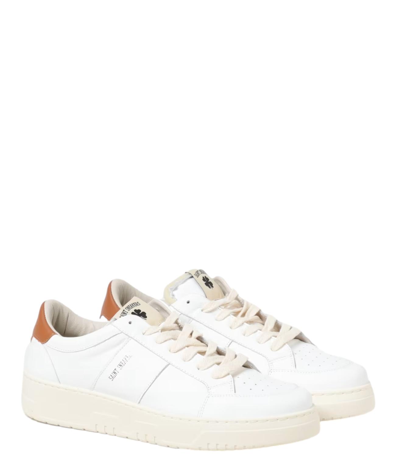 Saint Sneakers Bianca con striscia laterale marrone