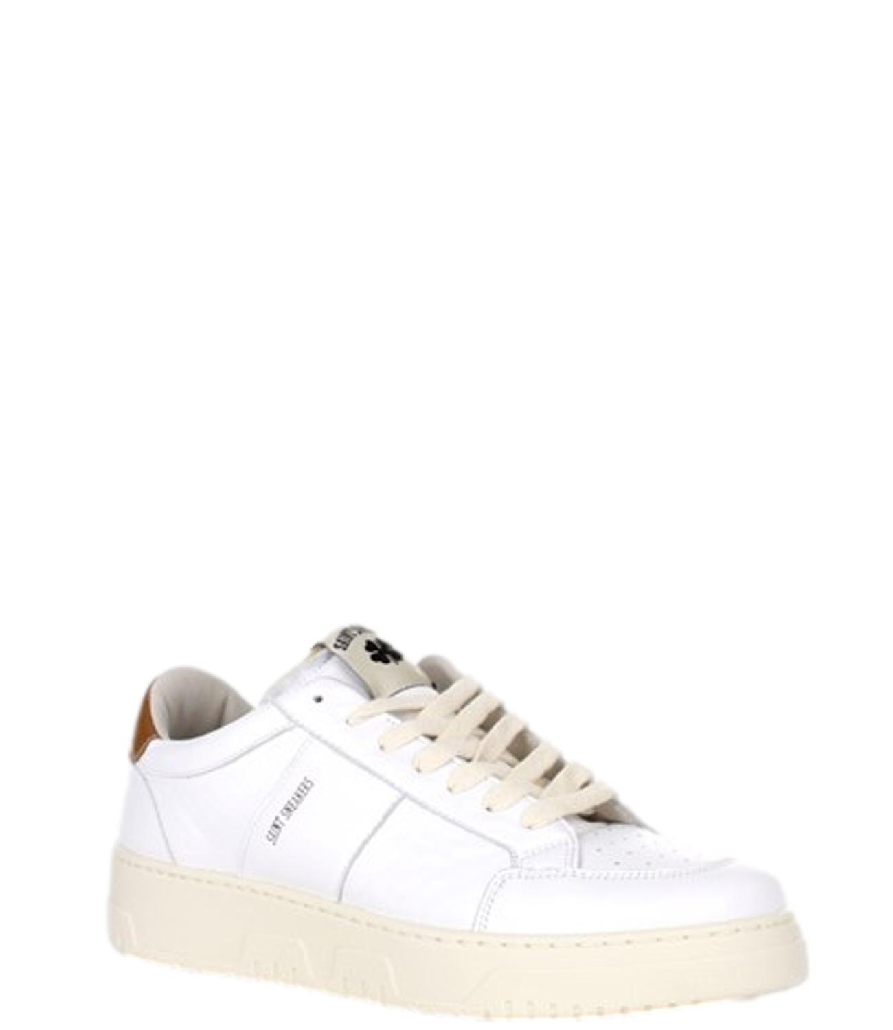 Saint Sneakers Bianca con striscia laterale marrone