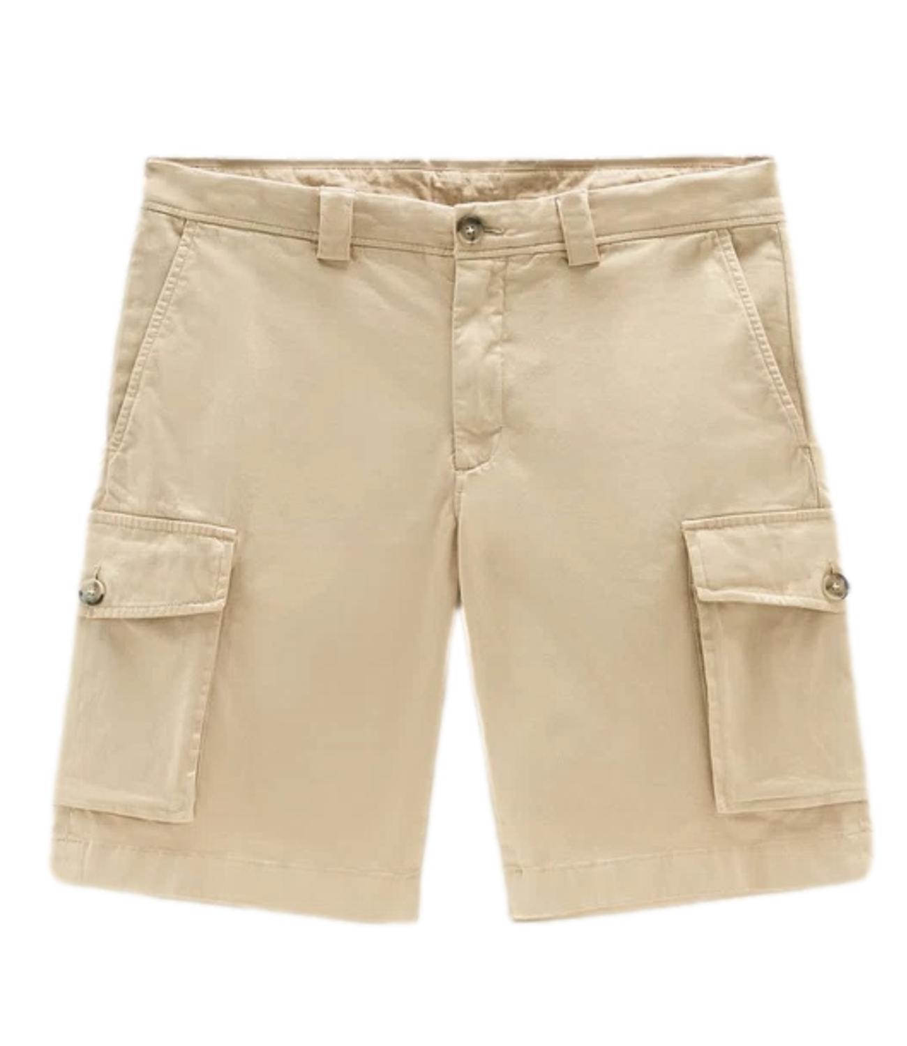 Bermuda beige con tasconi Woolrich uomo in cotone elasticizzato