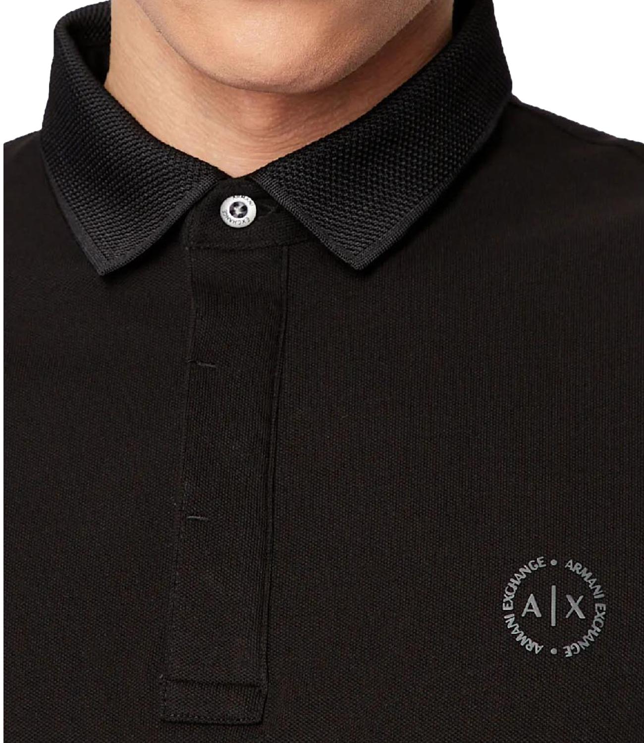 Polo Nera Uomo a maniche lunghe realizzata in piquè con logo
