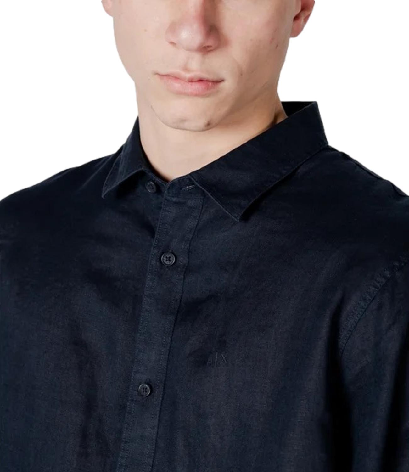 Camicia di lino Armani Exchange blu