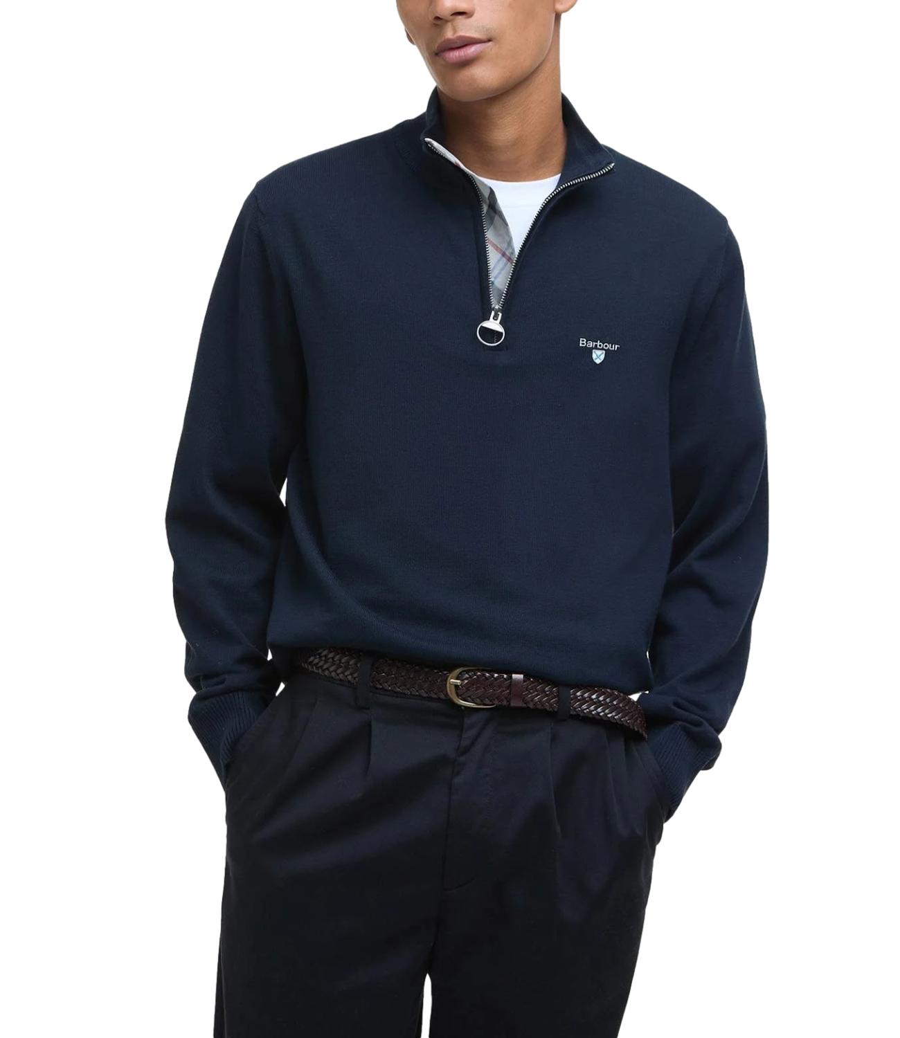 Pullover mezza zip LINGWOOD COMPACT COTTON blu