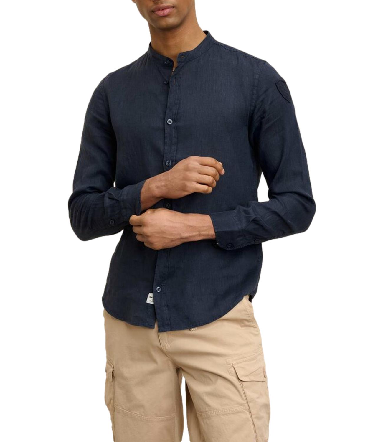Camicia Blauer in lino blu