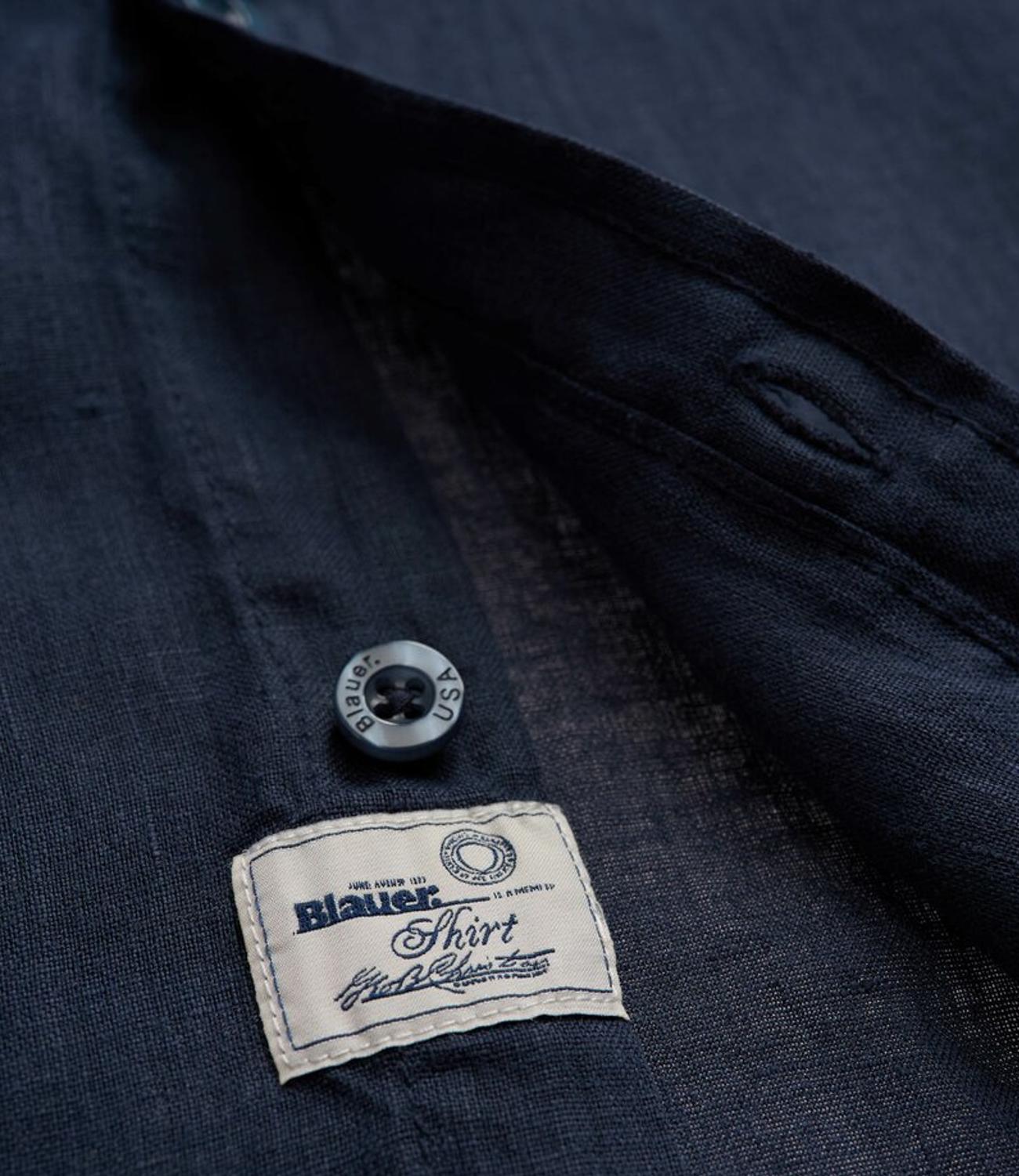 Camicia Blauer in lino blu
