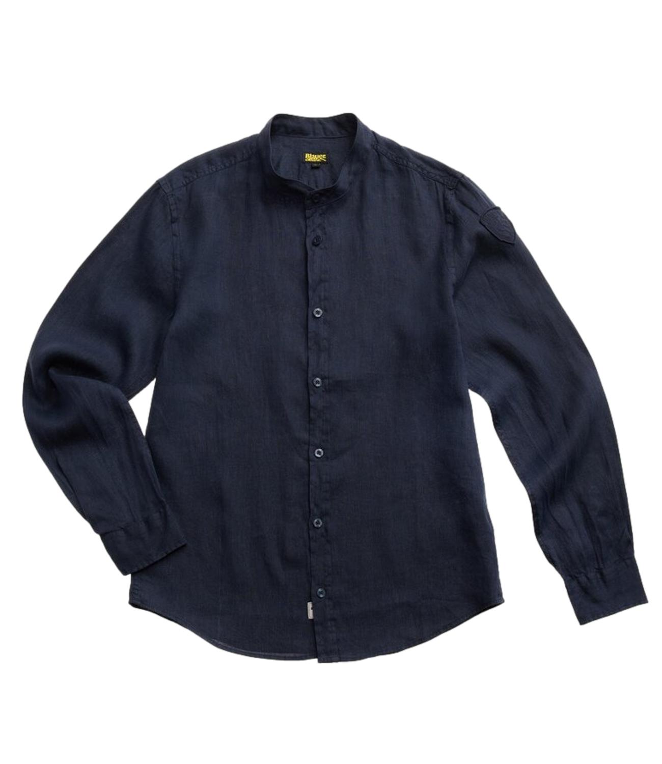 Camicia Blauer in lino blu