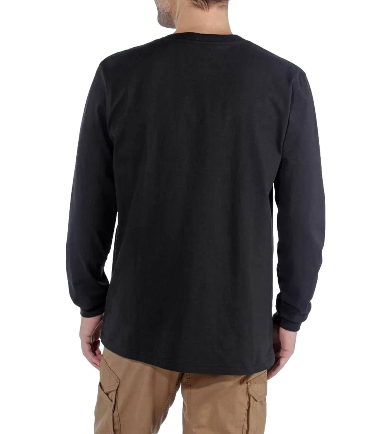 T-shirt Carhartt nera manica lunga logo