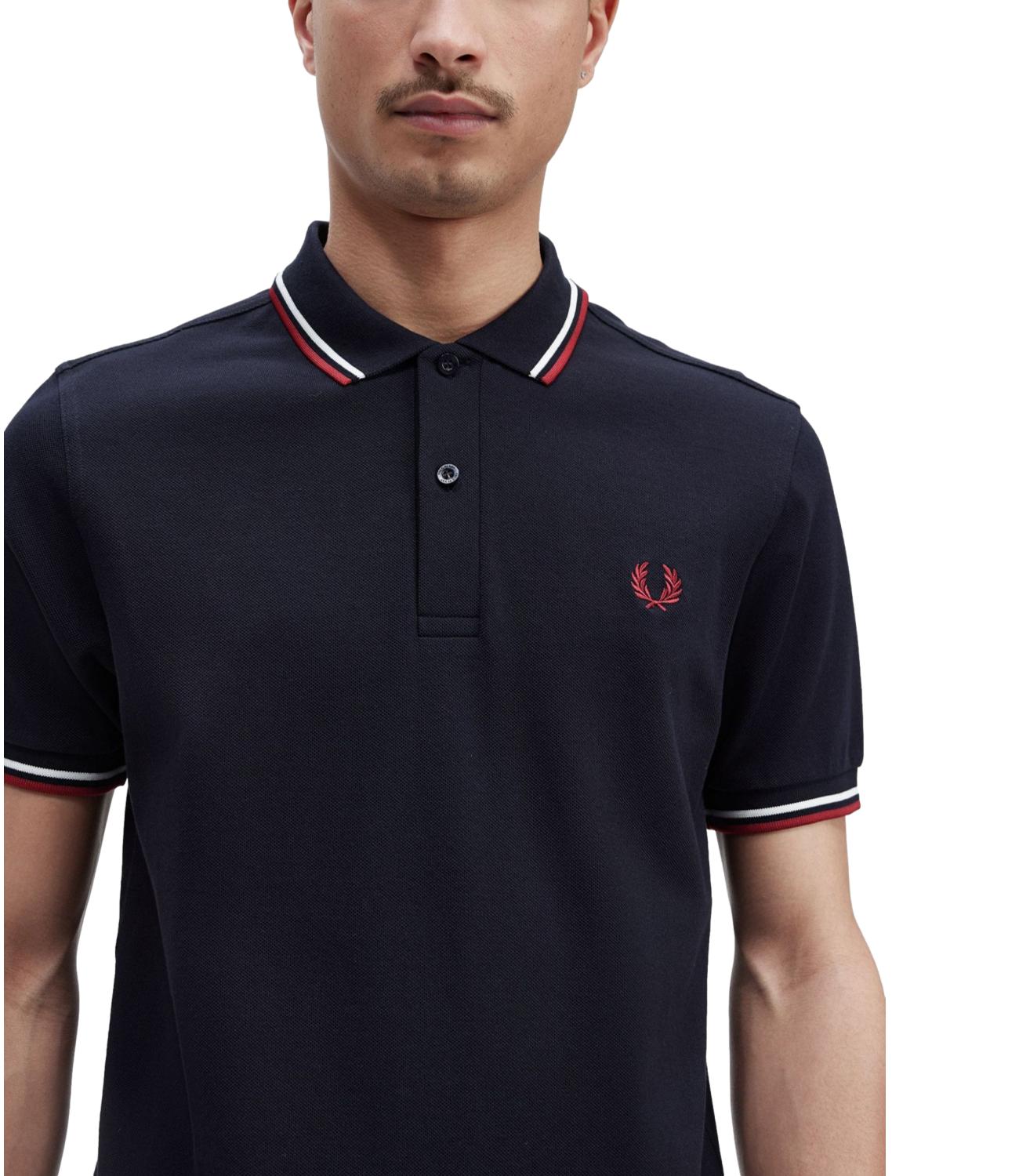 Polo uomo blu navy logo rosso