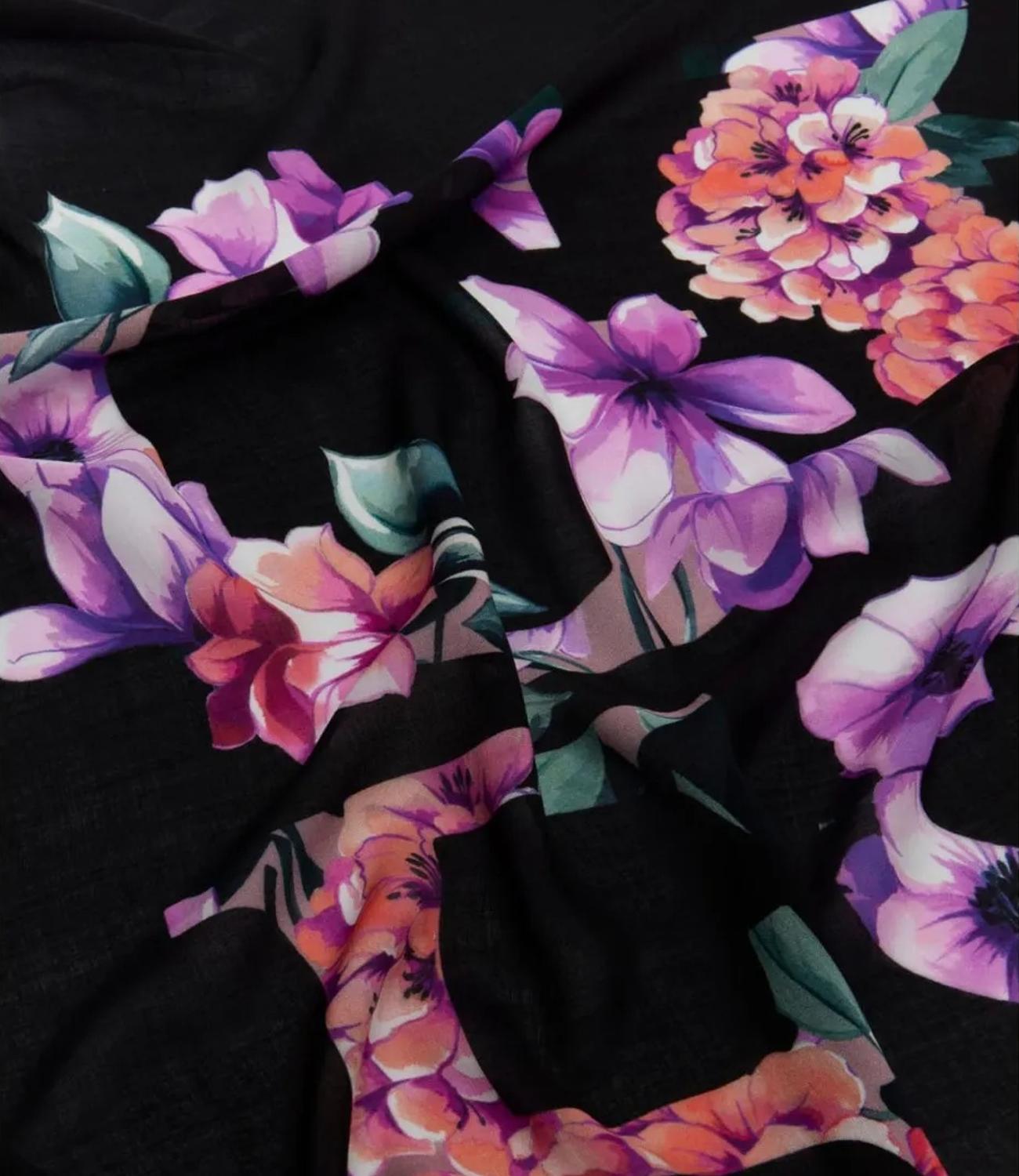 Guess Foulard Floreale Nero Donna