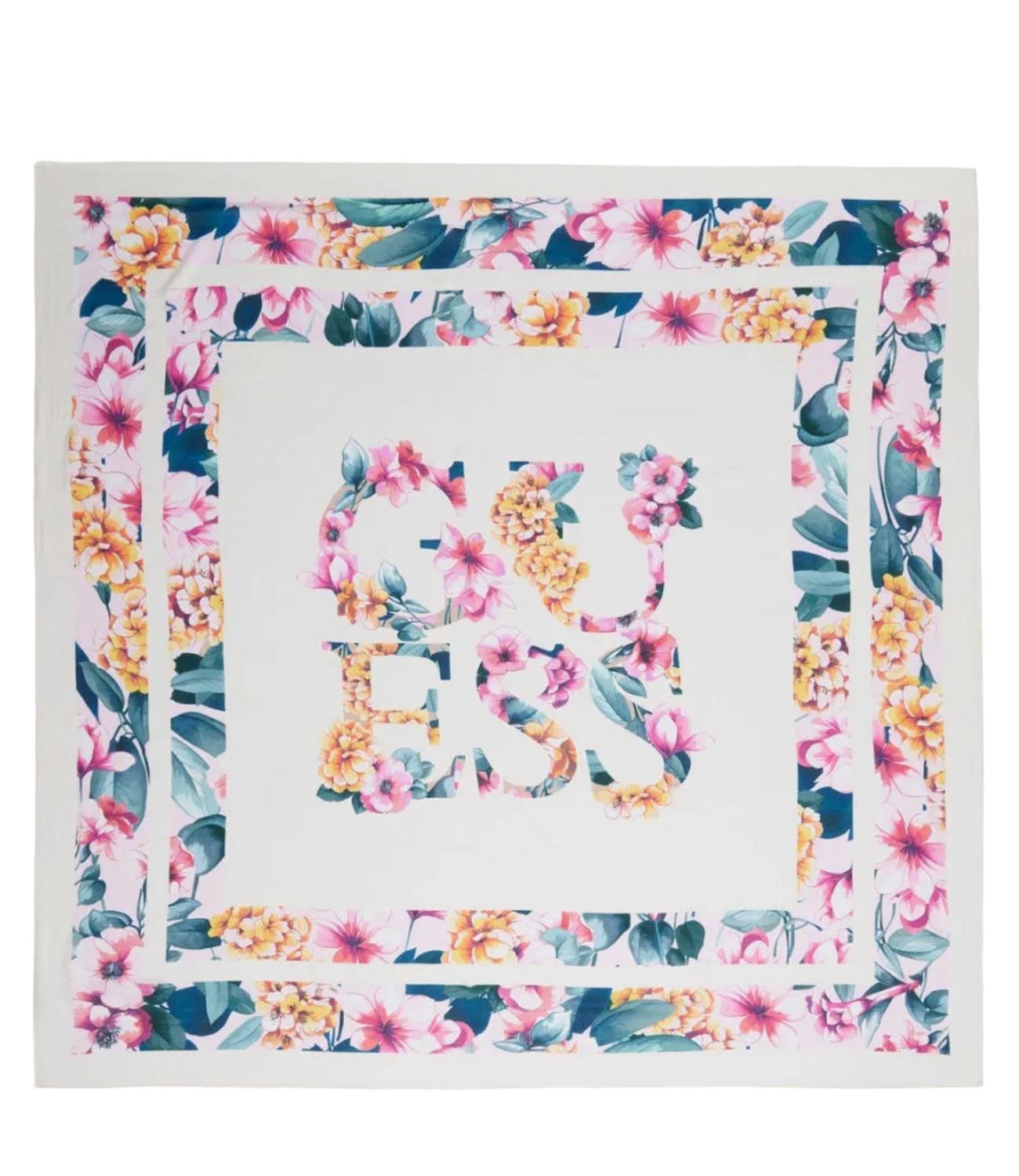 Guess Foulard Floreale Avorio Donna