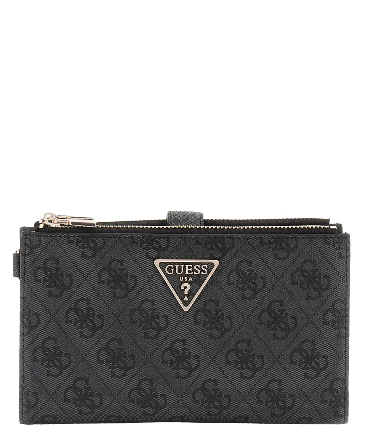 Guess portafoglio Laurel 4G logo double zip grigio donna
