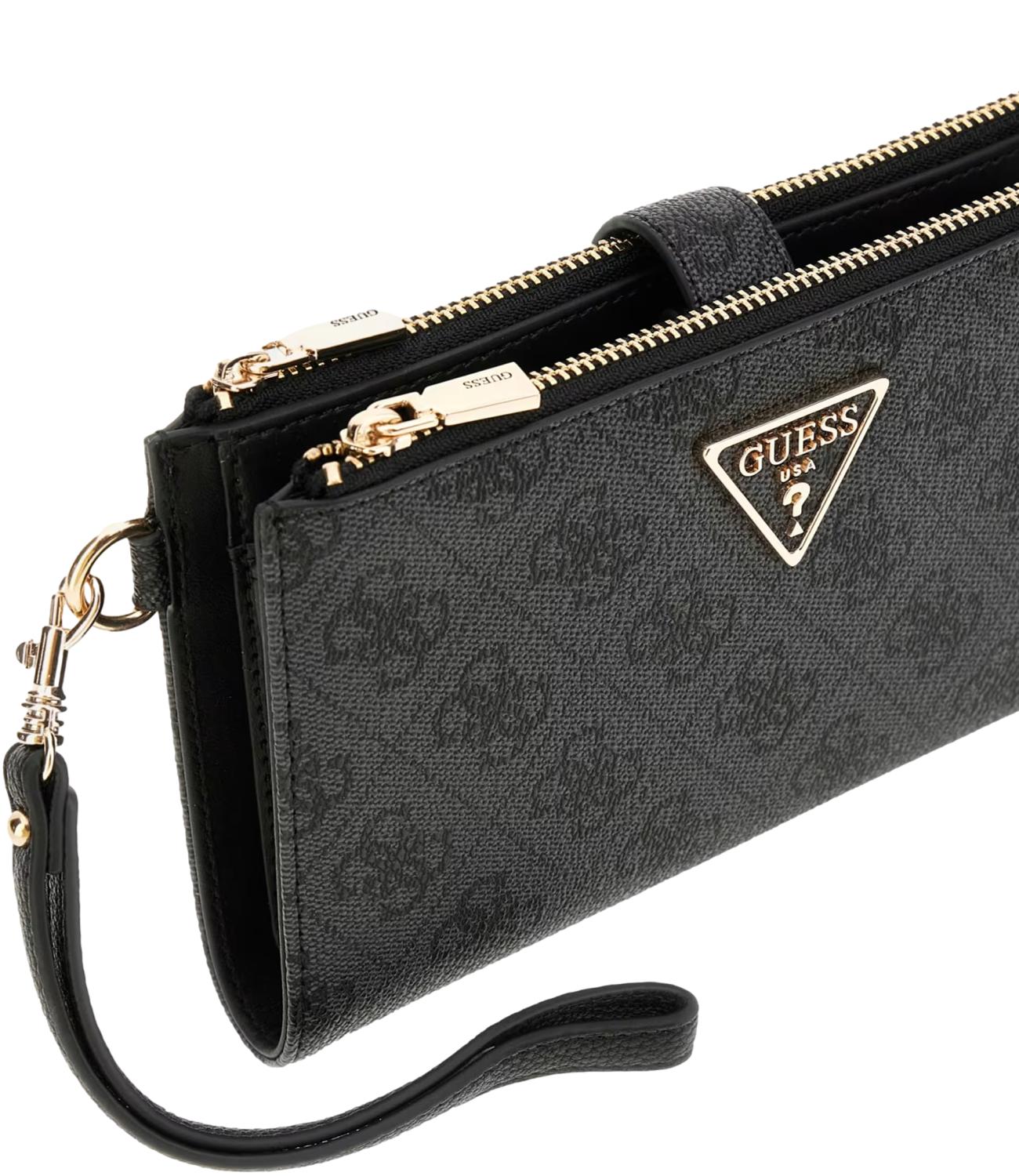 Guess portafoglio Laurel 4G logo double zip grigio donna