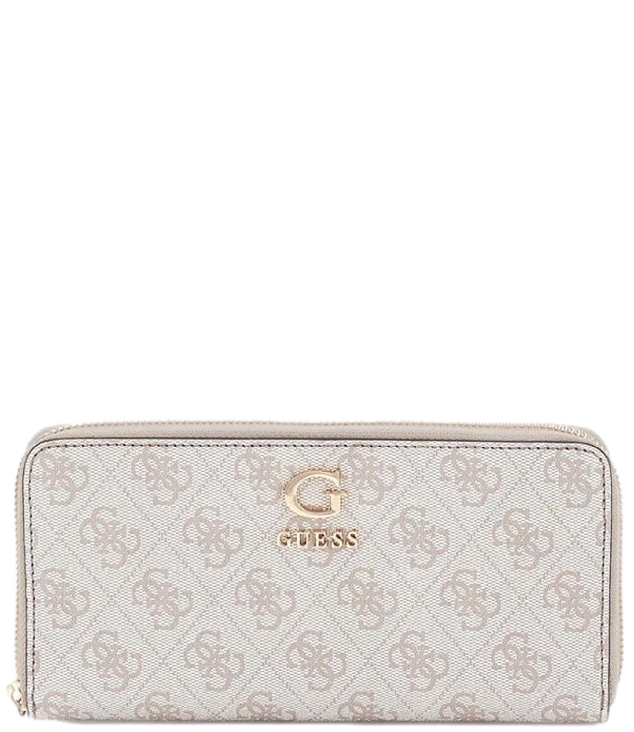 Guess Portafoglio Zamira Slg Large Zip Around Dark Taupe Logo Donna