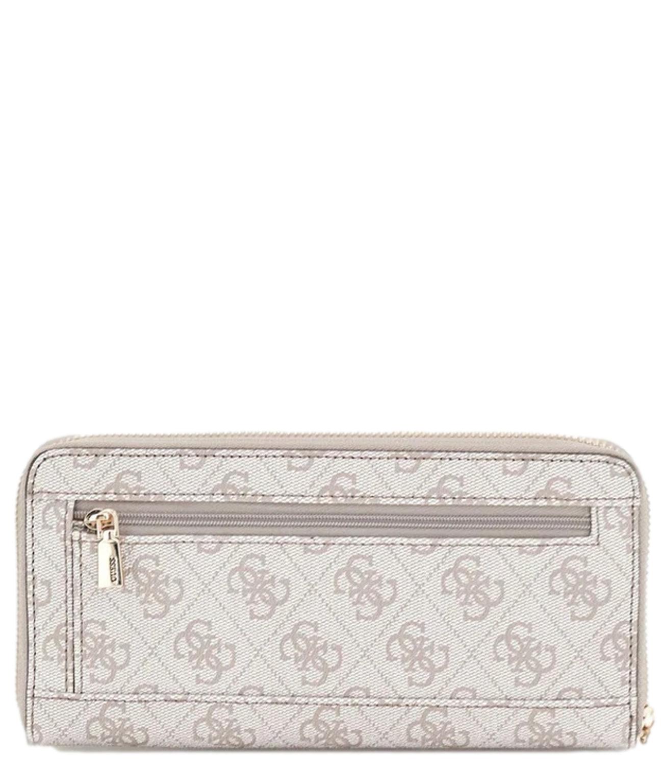 Guess Portafoglio Zamira Slg Large Zip Around Dark Taupe Logo Donna