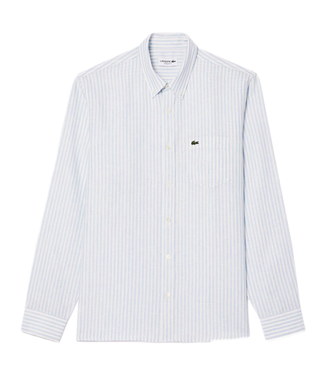 Camicia Lacoste in lino bianca a righe