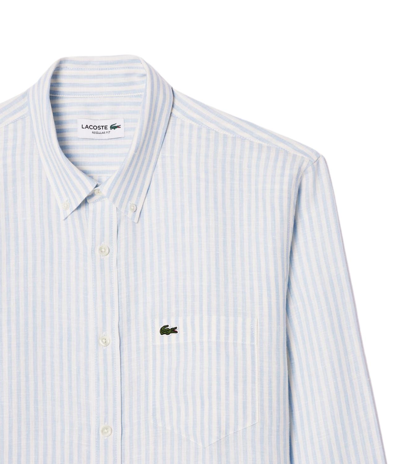 Camicia Lacoste in lino bianca a righe
