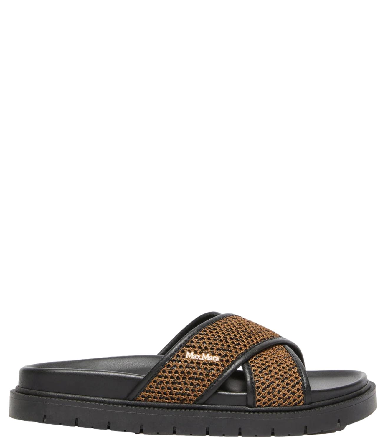 Max Mara Beachwear Sandalo Party Cammello/Nero Donna
