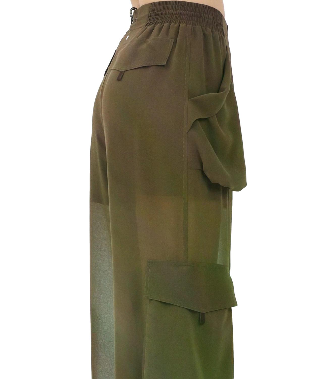 Pantaloni cargo in georgette trasparente marrone