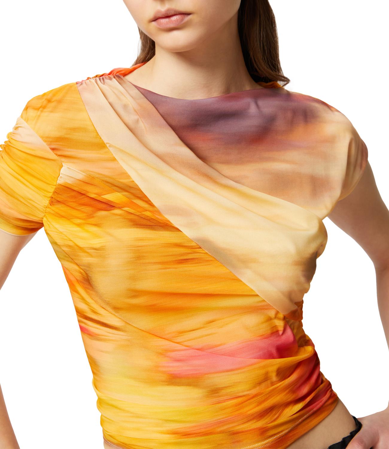 Pinko Top corto asimmetrico arancione