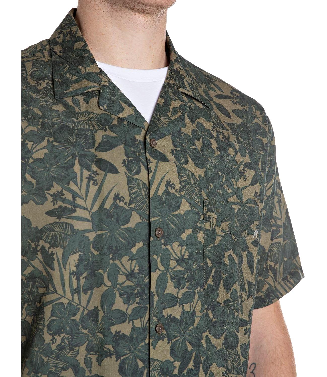 Camicia Replay fantasia verde a fiori