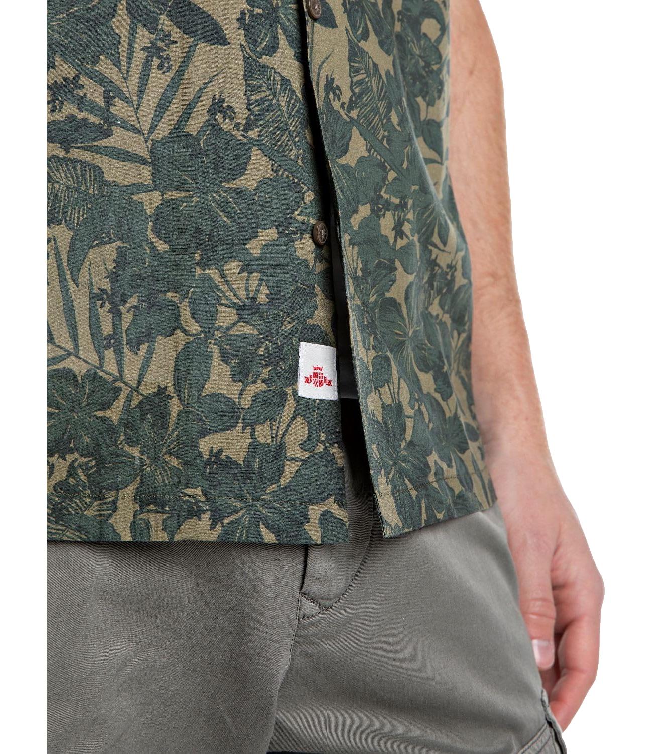 Camicia Replay fantasia verde a fiori