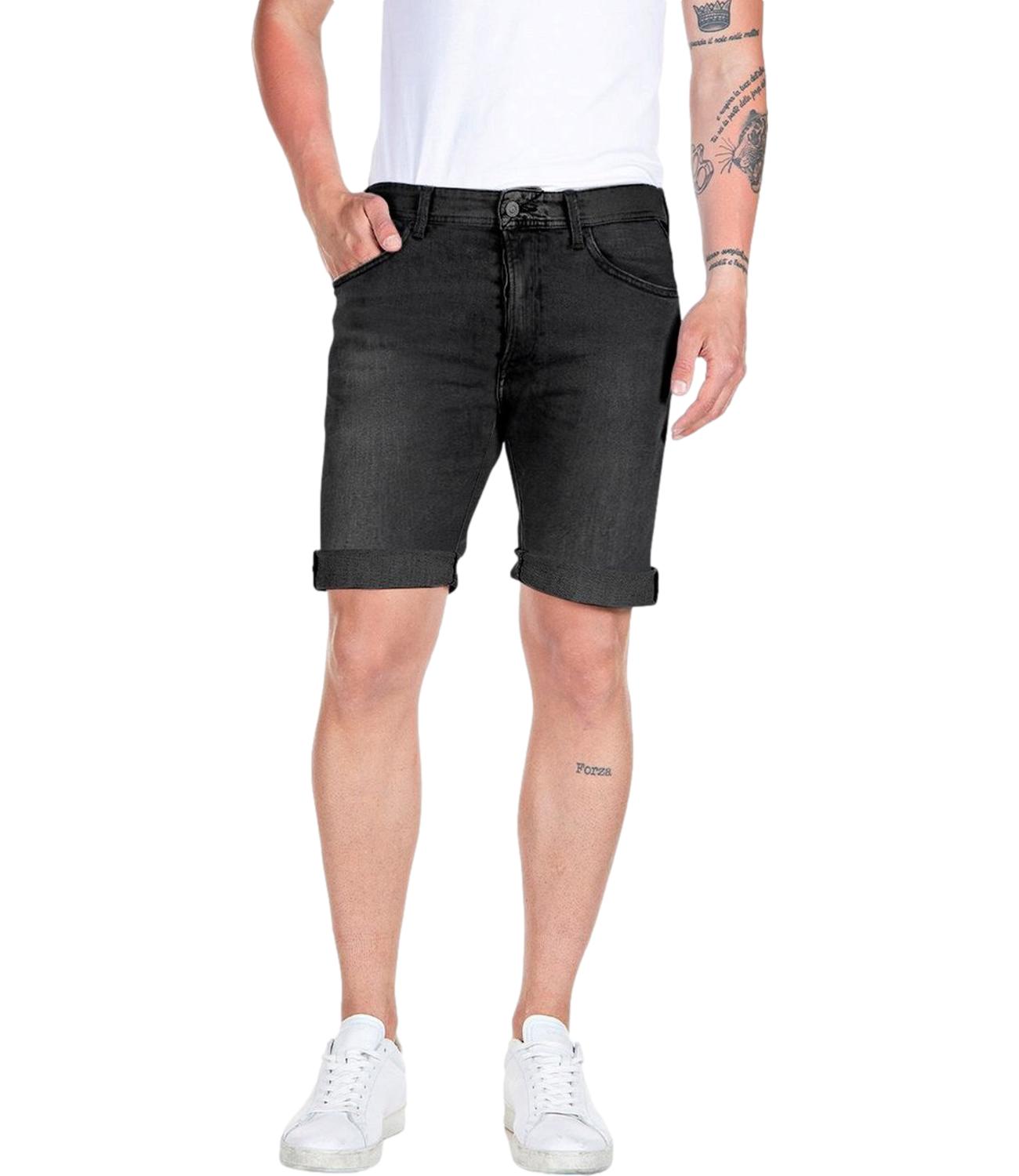 Bermuda Jeans Nero slavato corto