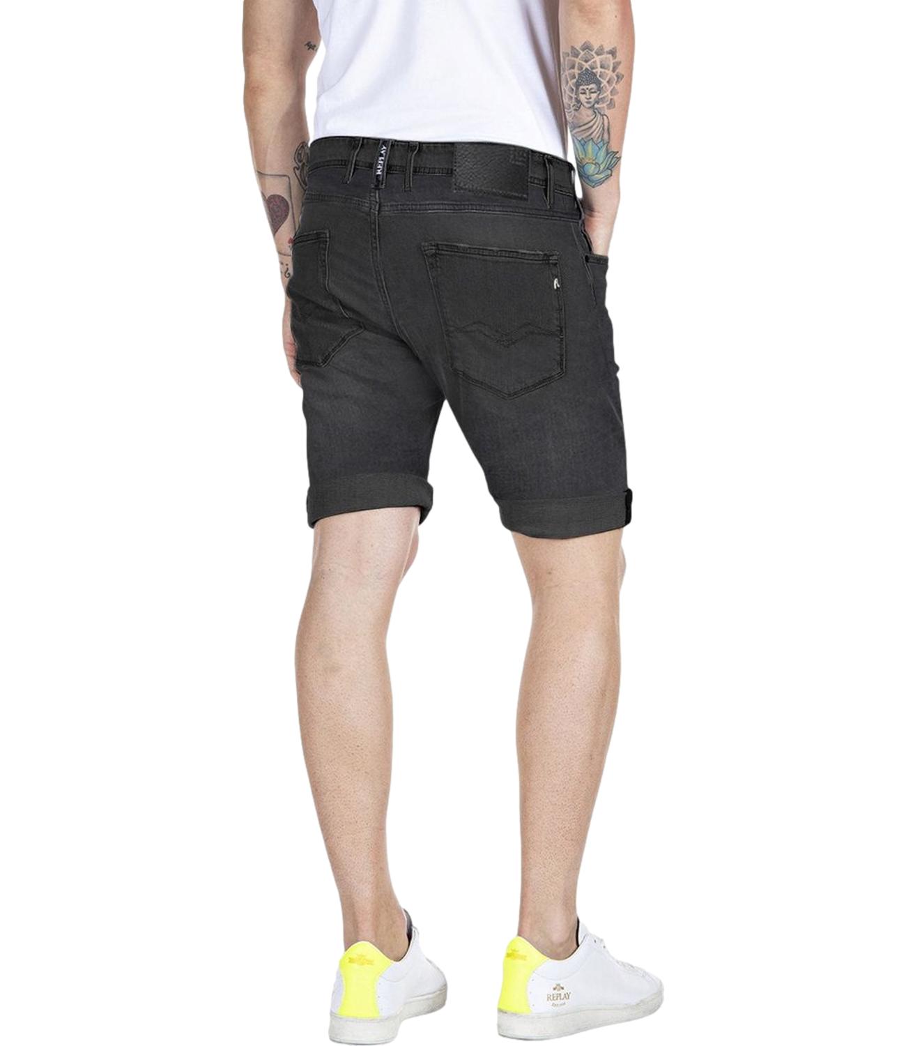 Bermuda Jeans Nero slavato corto