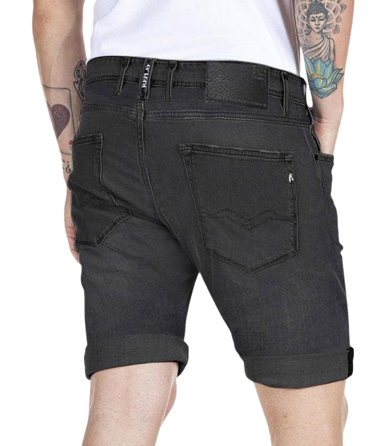 Bermuda Jeans Nero slavato corto