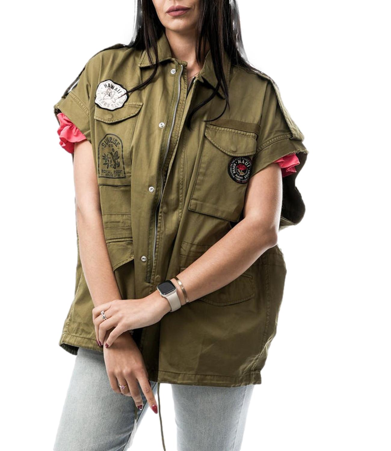 Replay overshirt giromanica verde militare