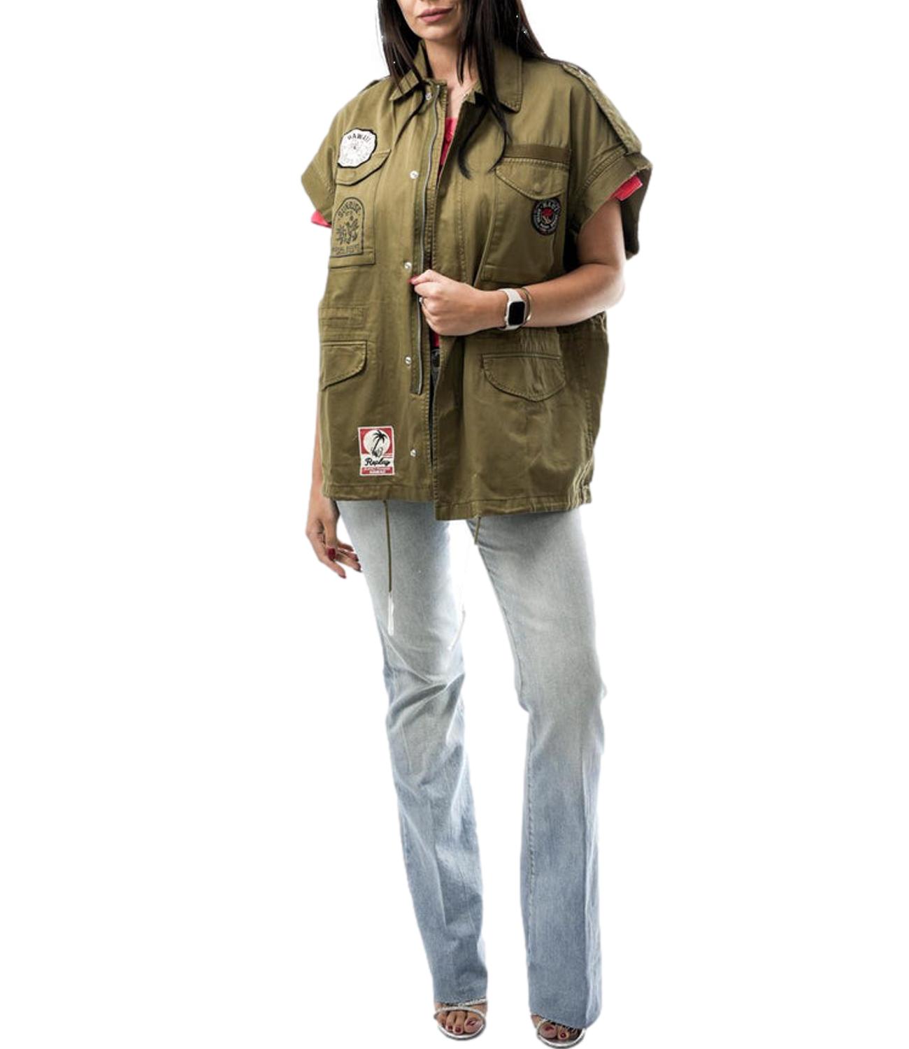 Replay overshirt giromanica verde militare
