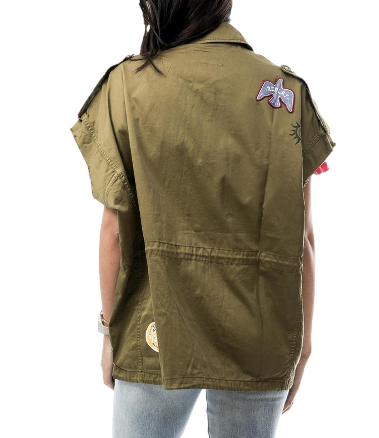 Replay overshirt giromanica verde militare