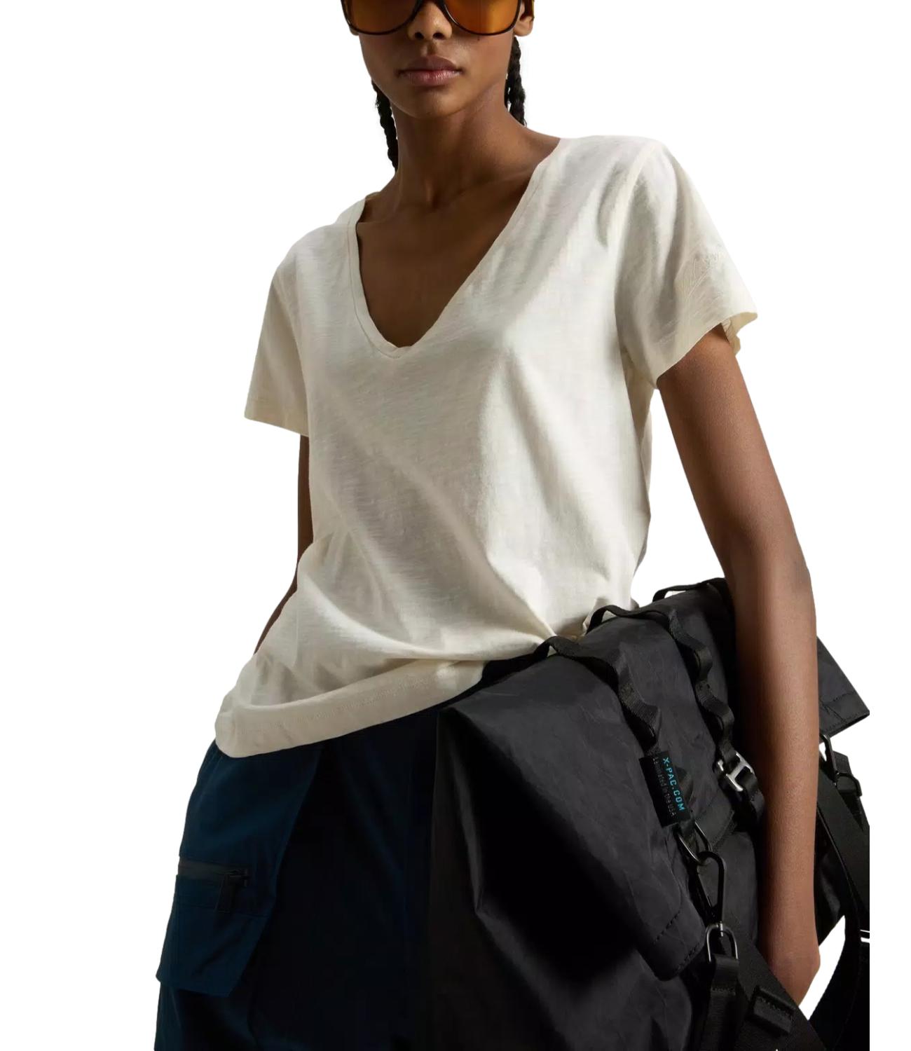 T-shirt slub cotton V-NECK bianca