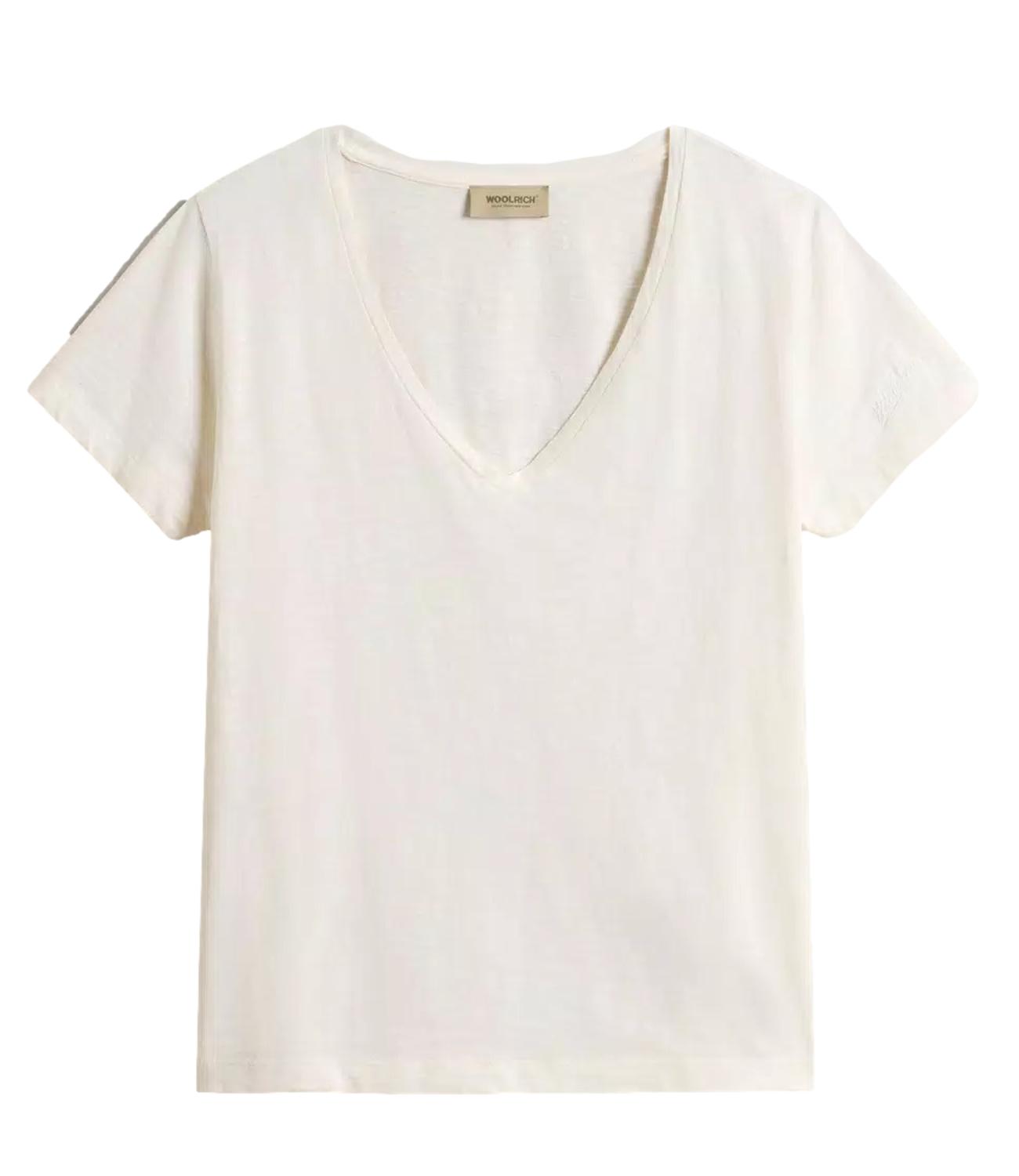 T-shirt slub cotton V-NECK bianca