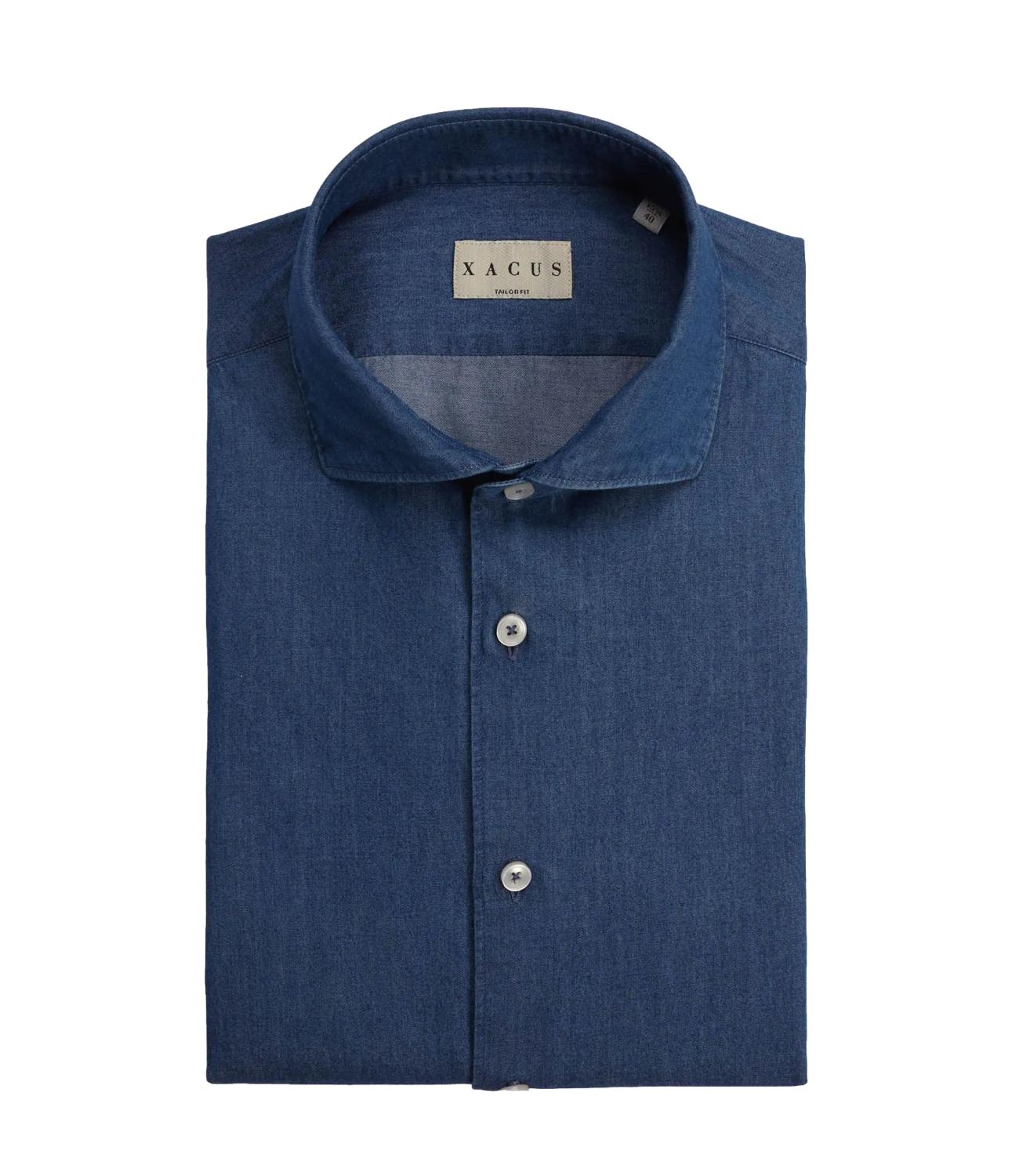Camicia Collo francese Blue jeans denim Tailor Fit