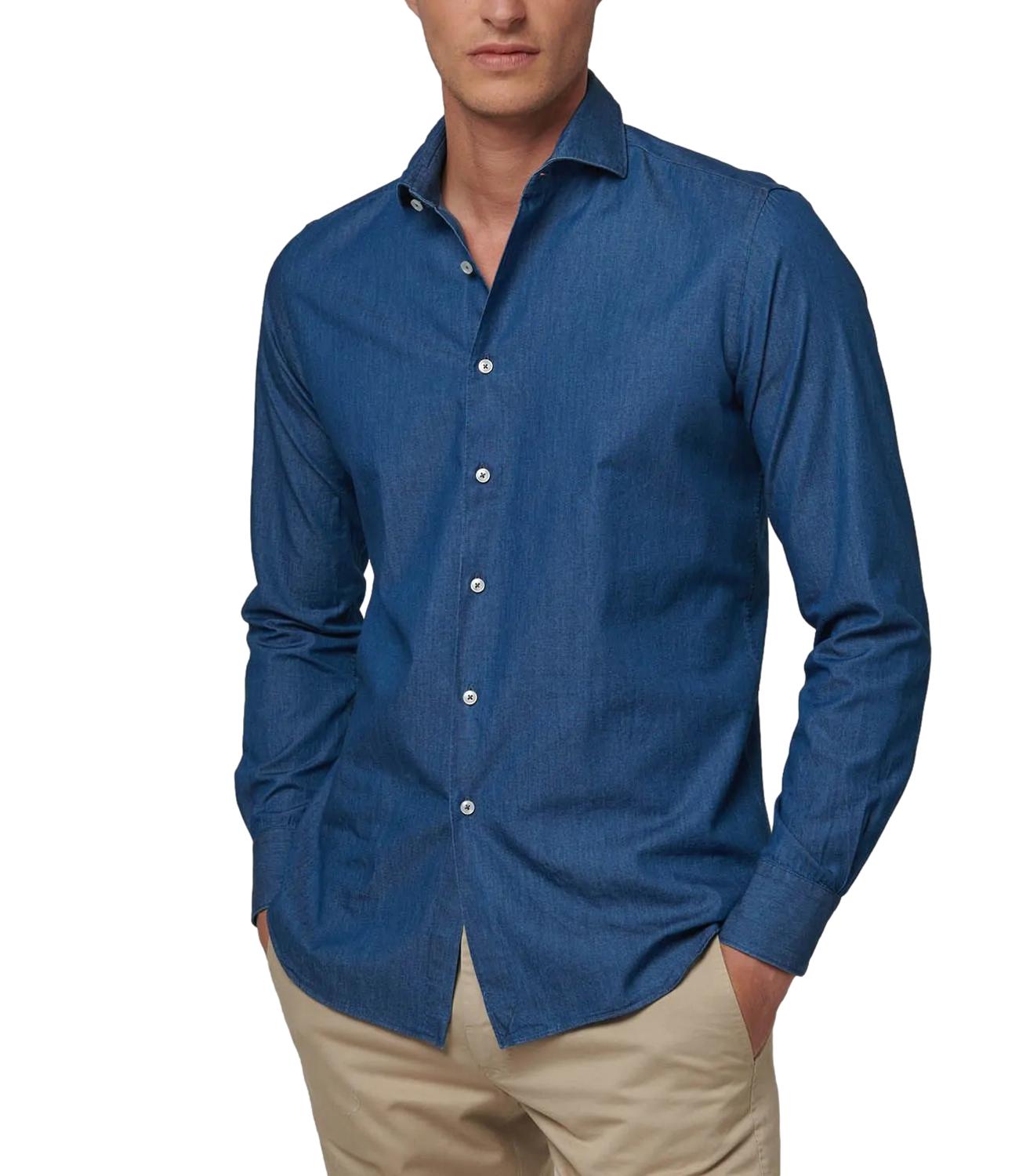 Camicia Collo francese Blue jeans denim Tailor Fit