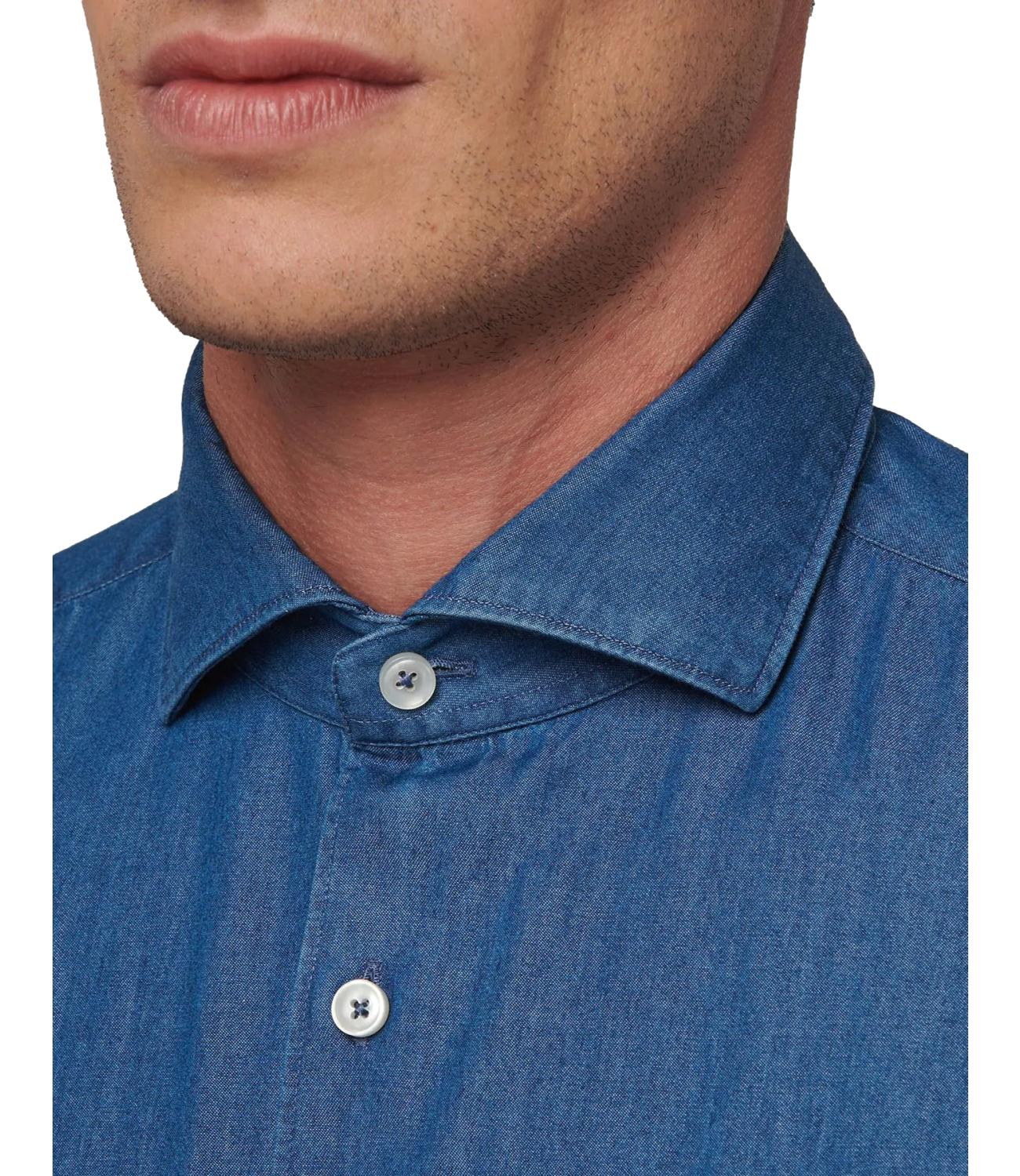 Camicia Collo francese Blue jeans denim Tailor Fit