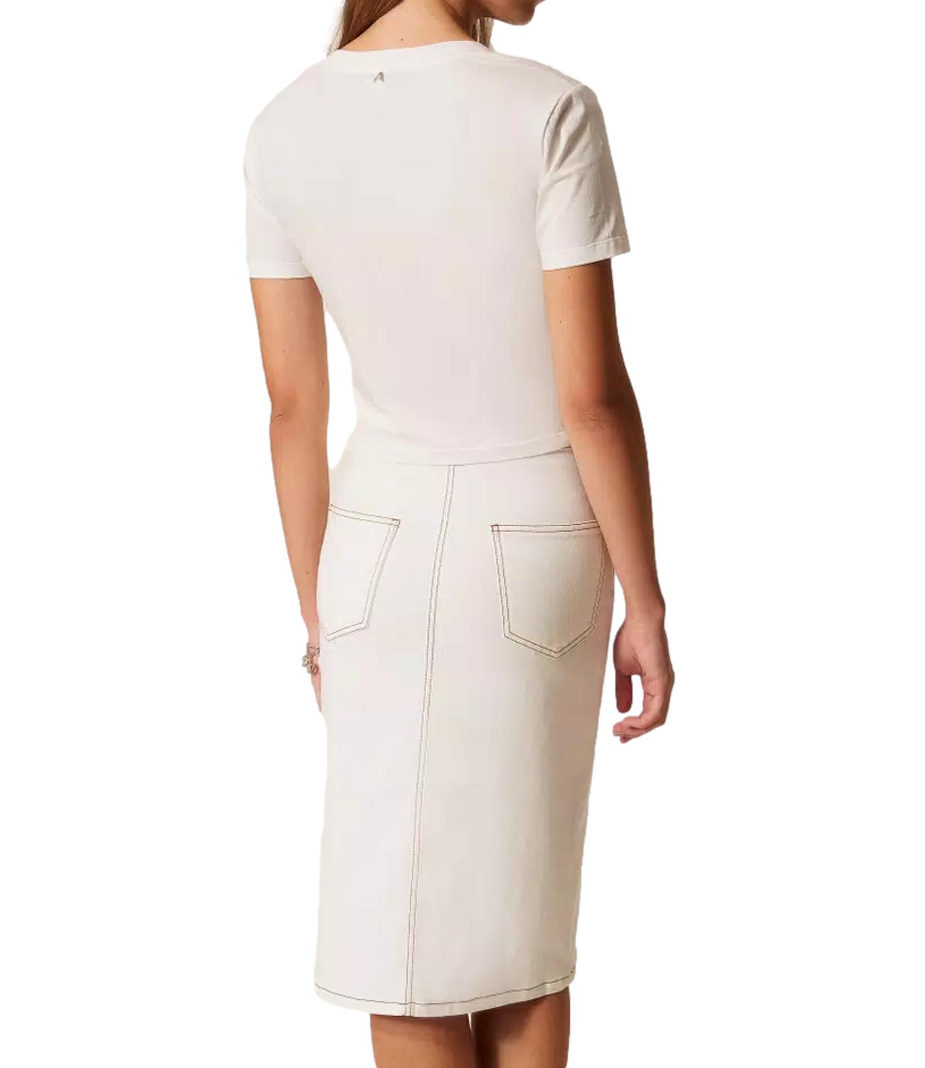 Actitude Twinset Top in cotone a corsetto bianco Donna