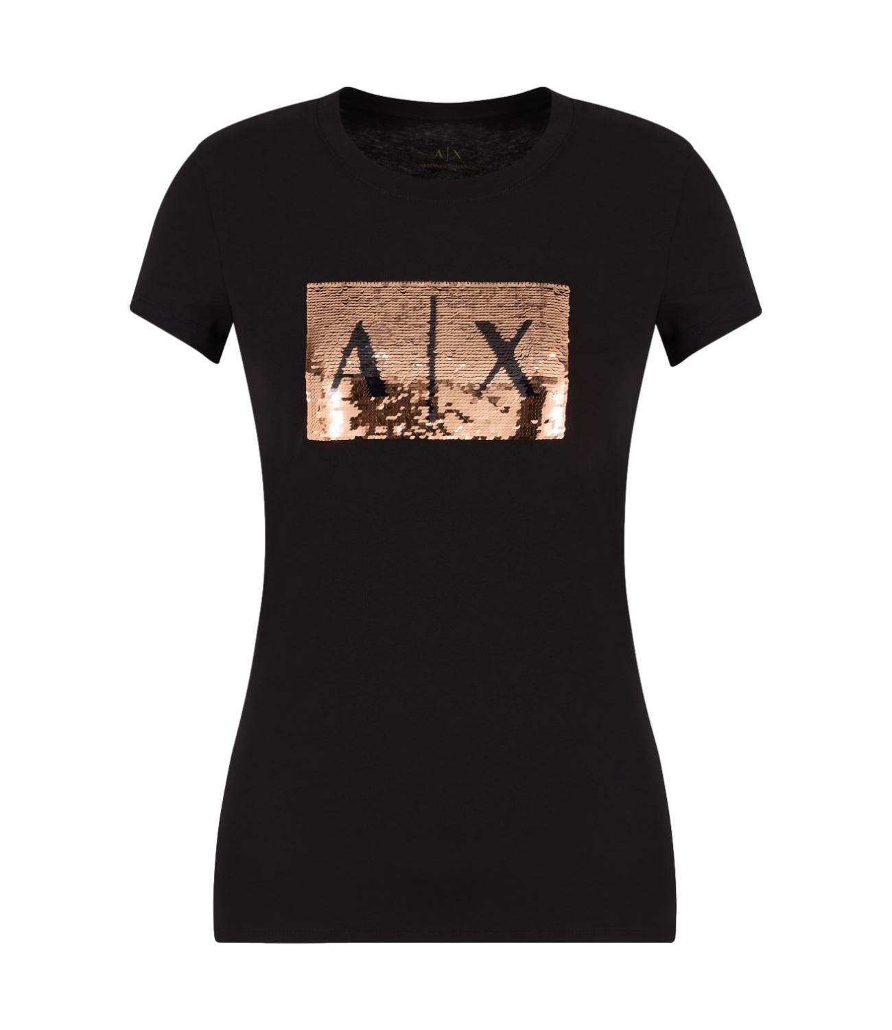 T-shirt nera donna paillettes