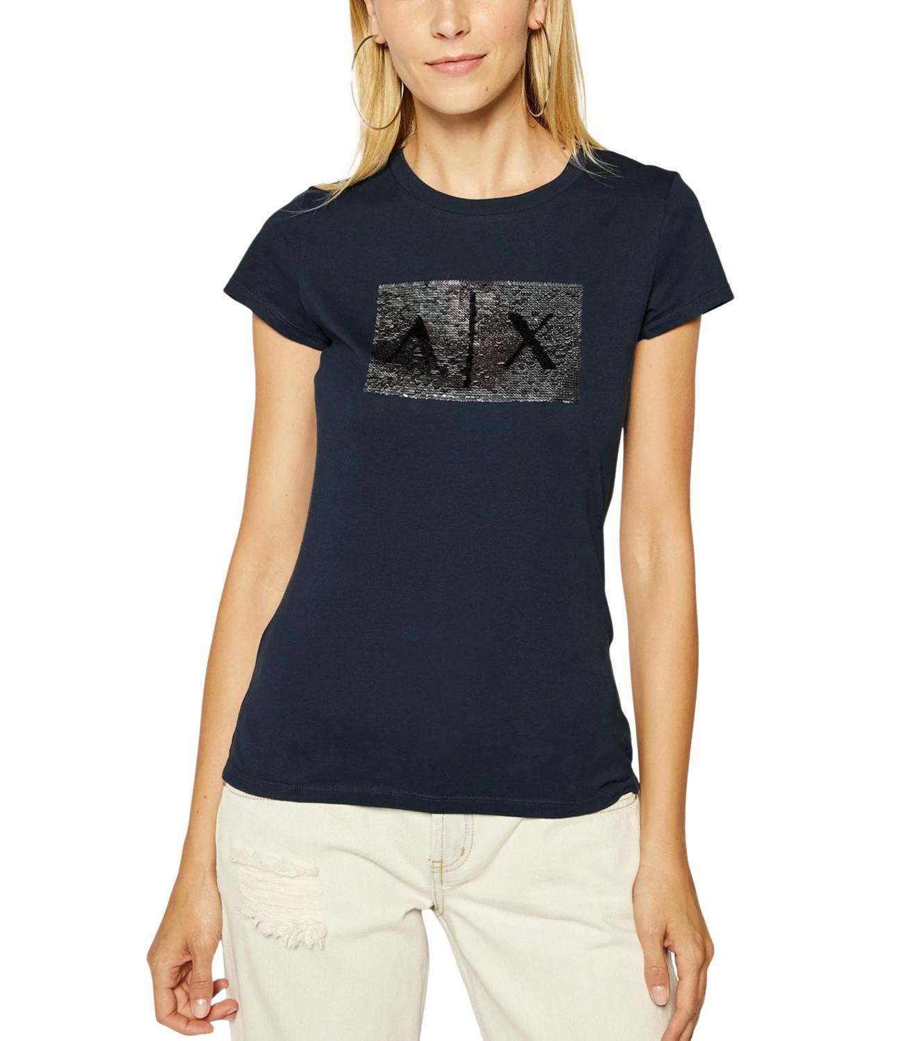 T-shirt AX blu navy silver