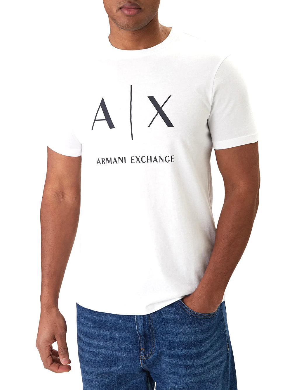 AX T-Shirt in jersey con logo bianco uomo