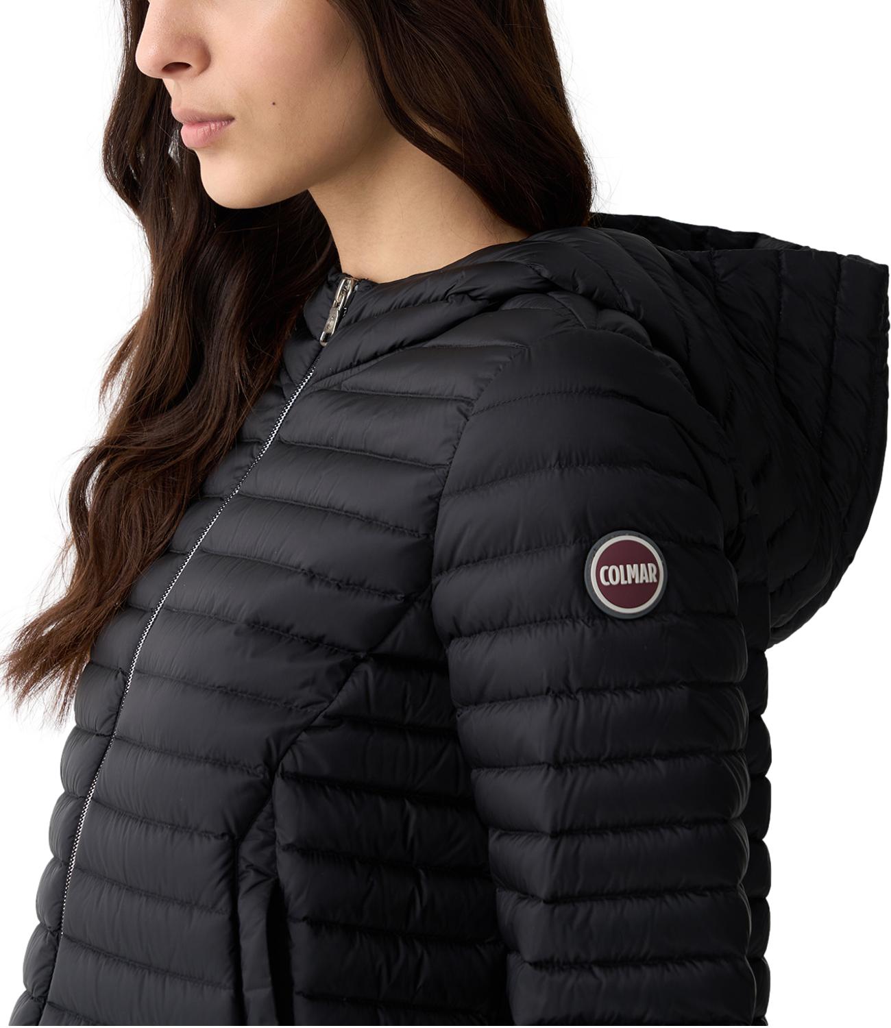 Quilted Hoodie Cape,Natural Down Light Weight nero