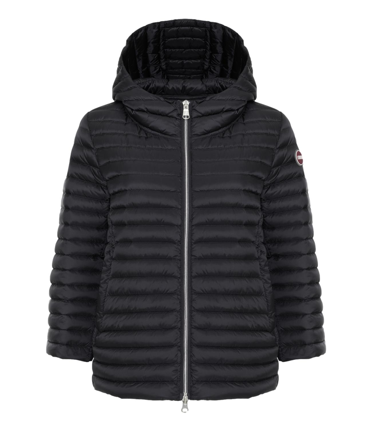 Quilted Hoodie Cape,Natural Down Light Weight nero