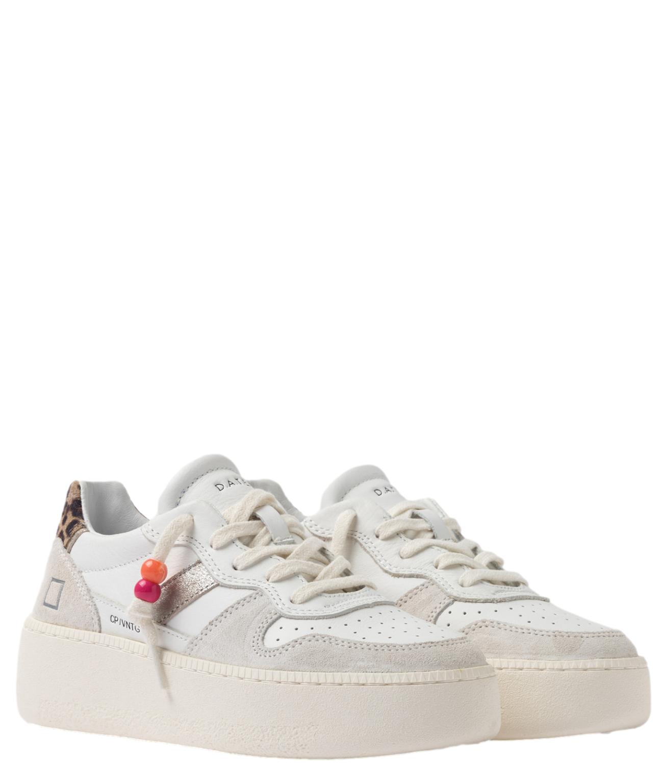 COURT PLAT. VINT. CALF WHITE-LEOPAR